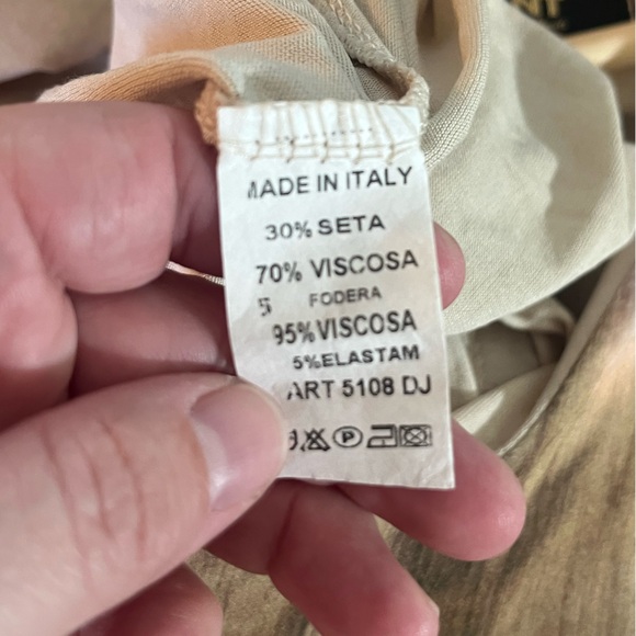 NT by Amati Beige Brown Tie Dye Style Print Tunic Blouse Top One Size Silk - Picture 7 of 8